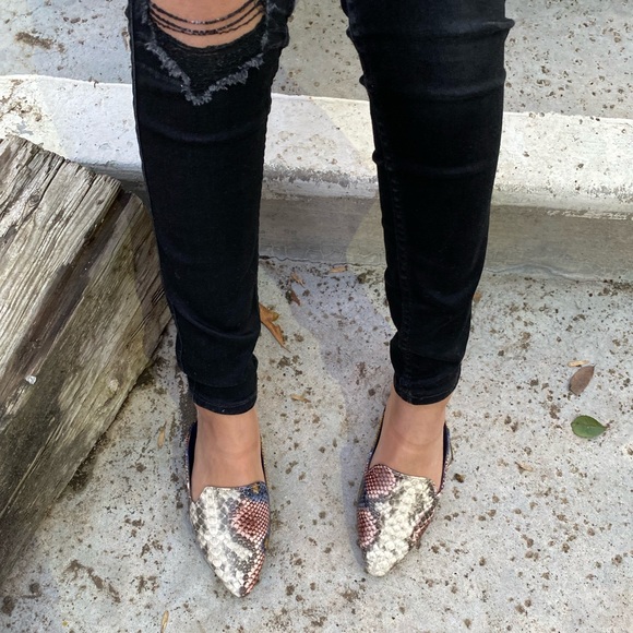 Vegan Multi Colored Snake Skin Slip On Mules - Picture 3 of 6